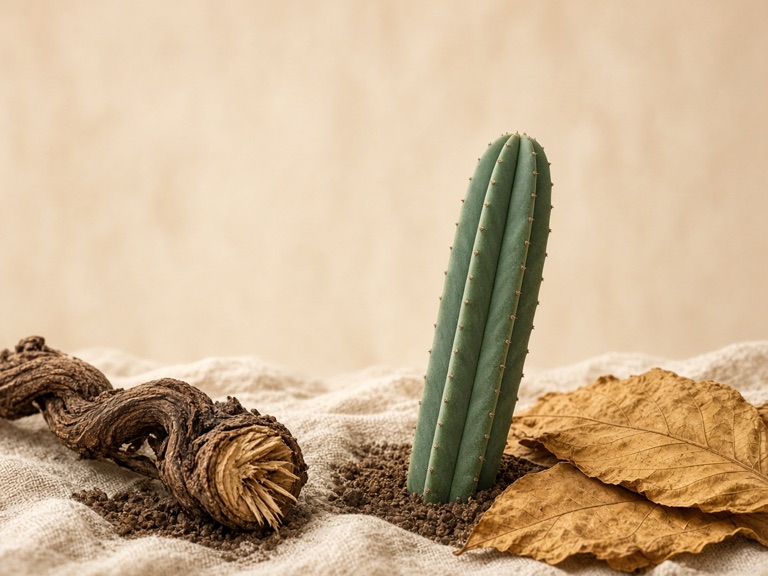 Cactus y elementos naturales de una ceremonia de medicina